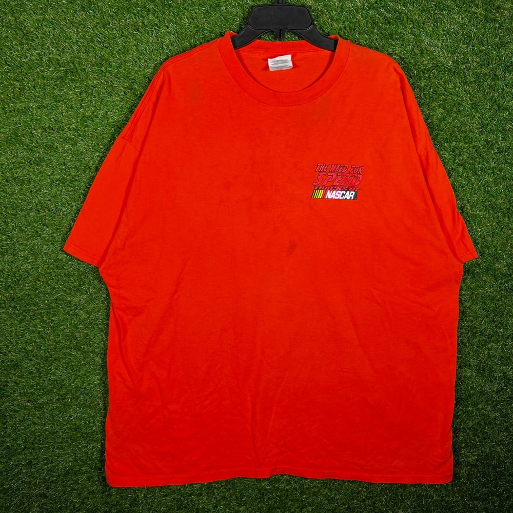 Vintage Hanes NASCAR 2000 The‎ Need For Speed Tracks T-Shirt Mens XXL Orange
